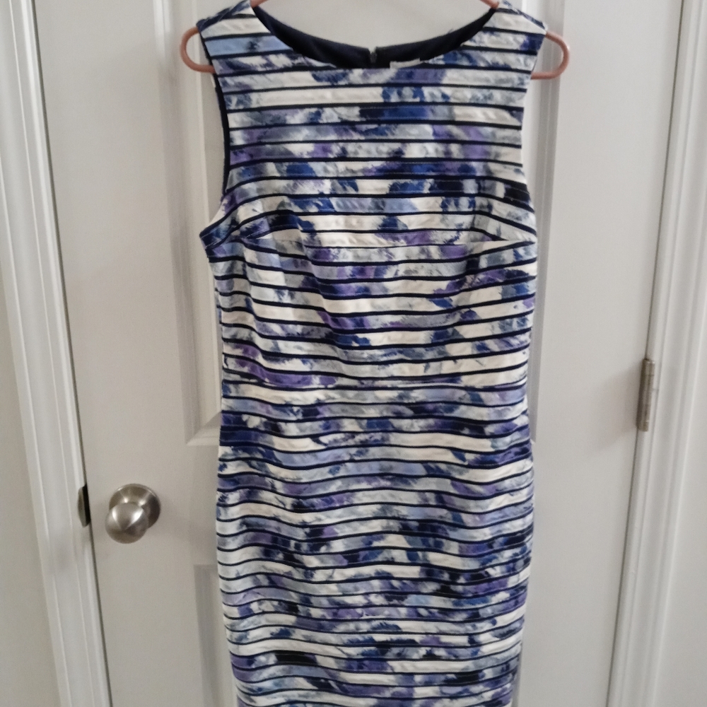 Blue, White and Purple Cache Mid Length Dress Size 10